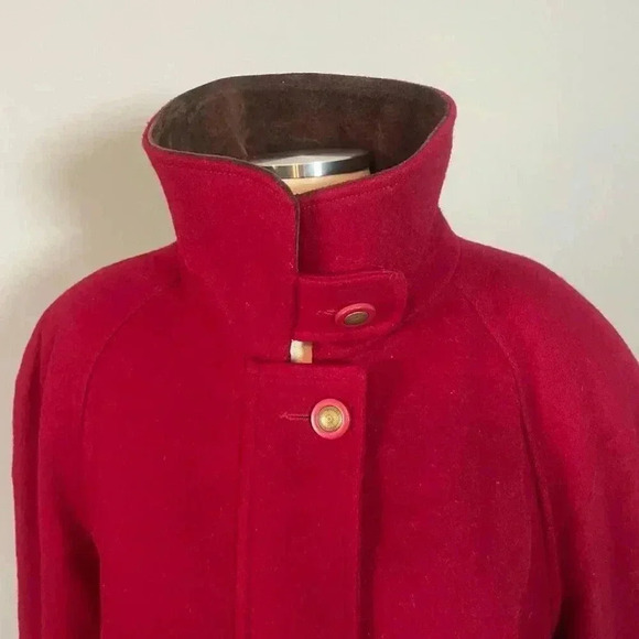 Vintage Machintosh New England Red Wool Barn Chore Coat with Suede Collar - Picture 5 of 15